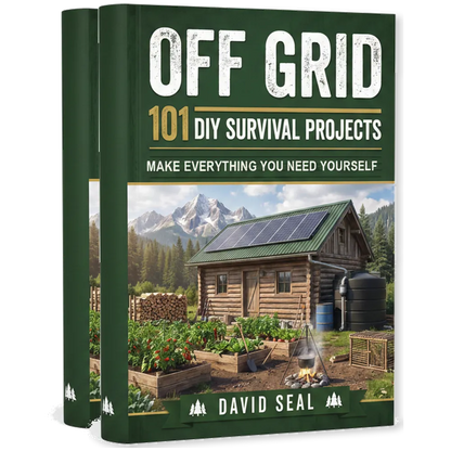 Two printed copies of Off Grid: 101 DIY Survival Projects